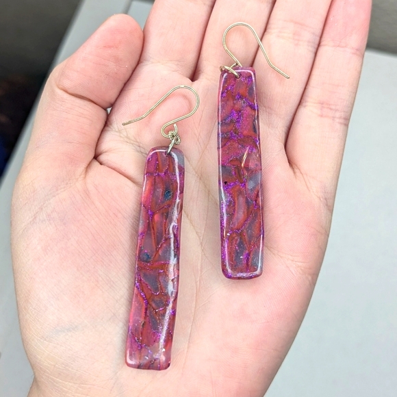 Purple Glitter Earrings - Picture 9 of 10